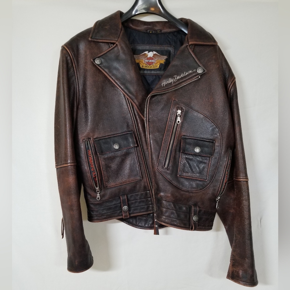 Vintage Distressed Leather Men's Size S/ Women Size M Harley Davidson Jacket